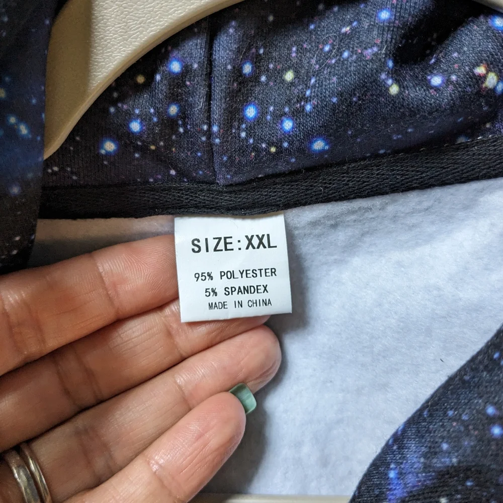 UNICOMIDEA Hoodie Pullover Cat & Shark In Space Purple Xxl